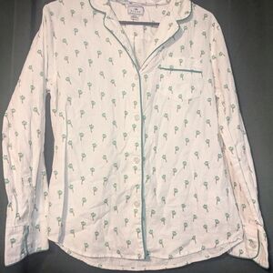 White and Green Pajama Top with Classic Design